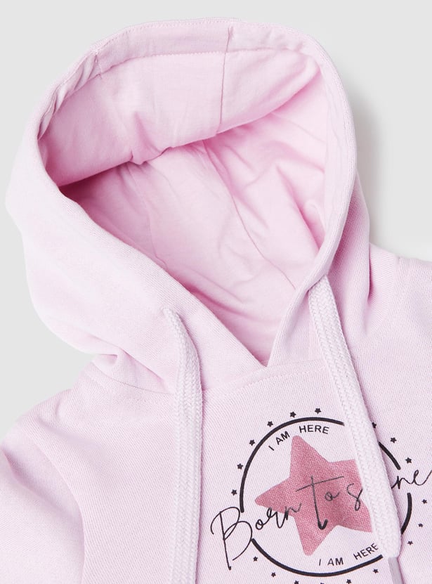 Girls Printed Hooded Sweatshirt