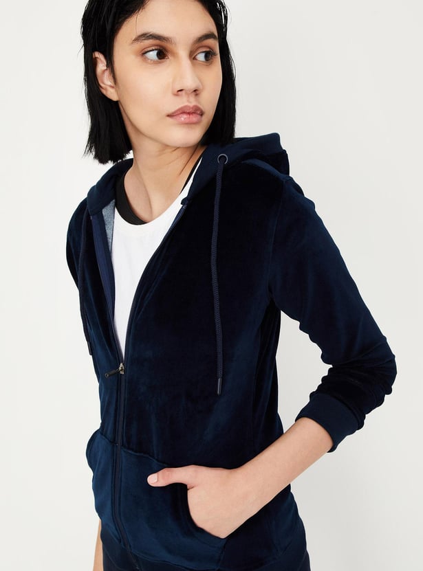 Women Velvet Hooded Jacket