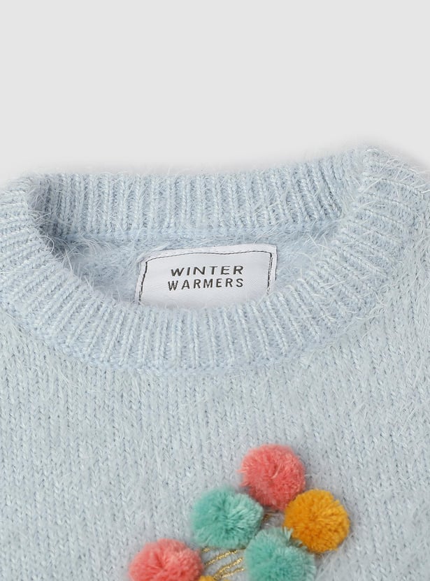 Girls Crew Neck Applique Sweater