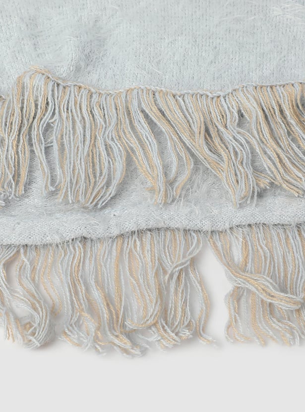 Girls Patterned Fringed Hem Sweater