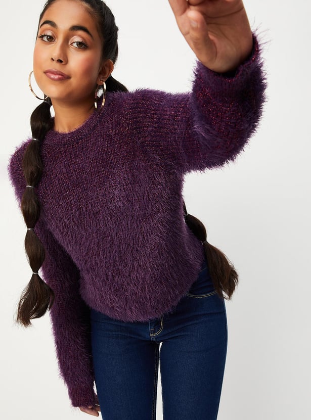 Girls Fuzzy Knit Sweater