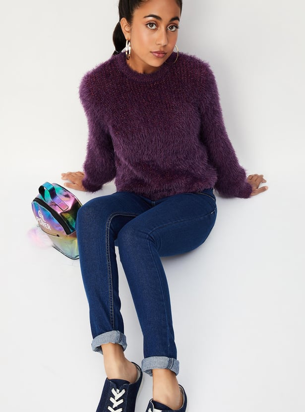Girls Fuzzy Knit Sweater