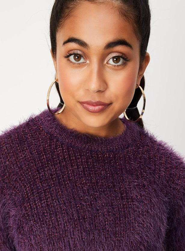 Girls Fuzzy Knit Sweater