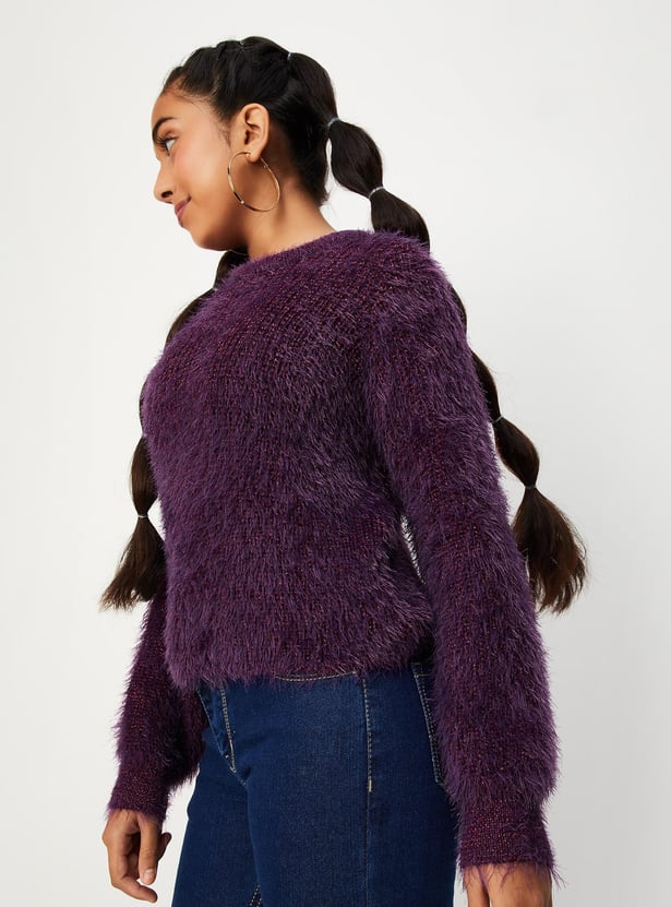 Girls Fuzzy Knit Sweater