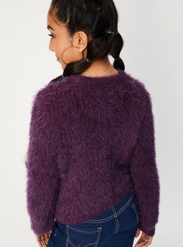 Girls Fuzzy Knit Sweater
