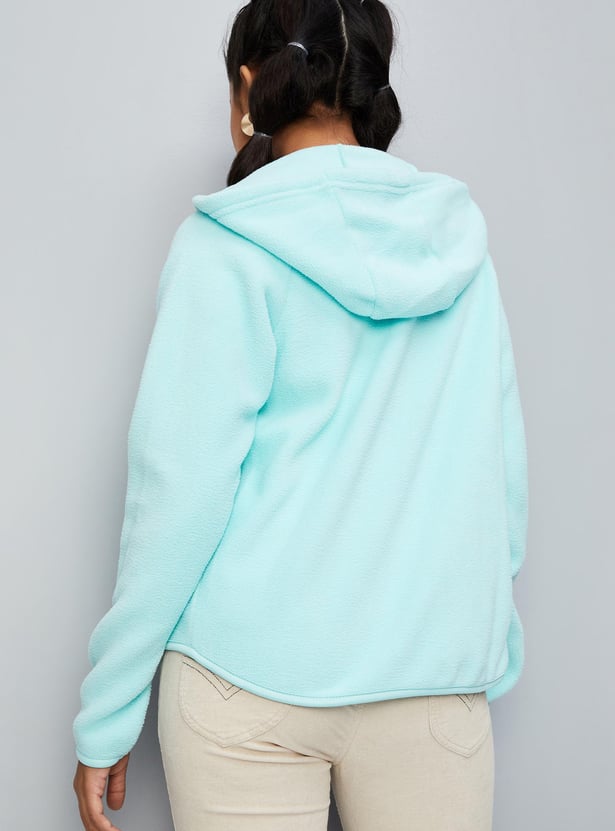 Girls Textured Hooded Jacket