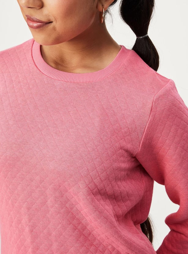 Girls Solid Quilted Sweatshirt