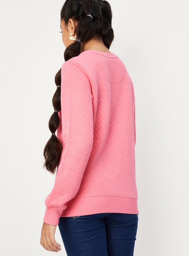 Girls Solid Quilted Sweatshirt