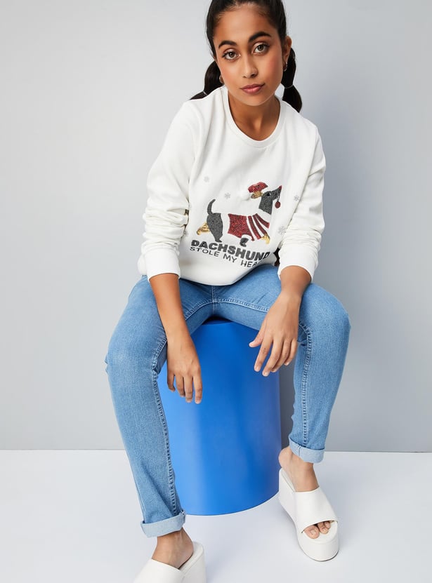 Girls Graphic Printed Sweatshirt