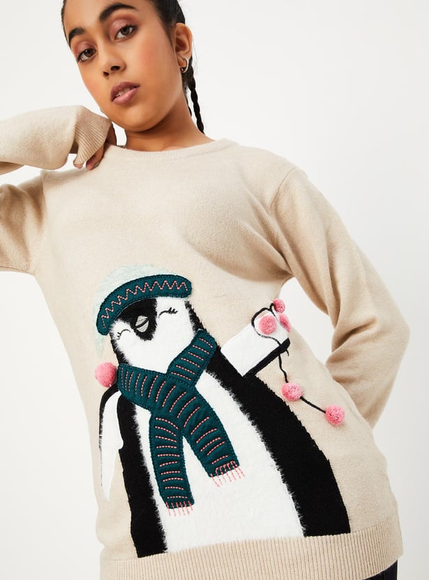 Girls Applique Detail Sweater