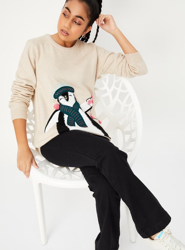Girls Applique Detail Sweater