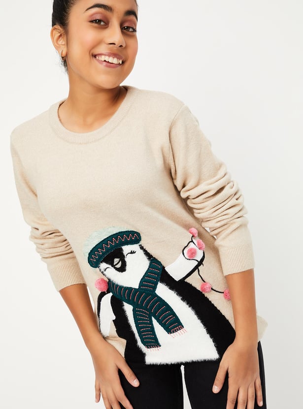 Girls Applique Detail Sweater