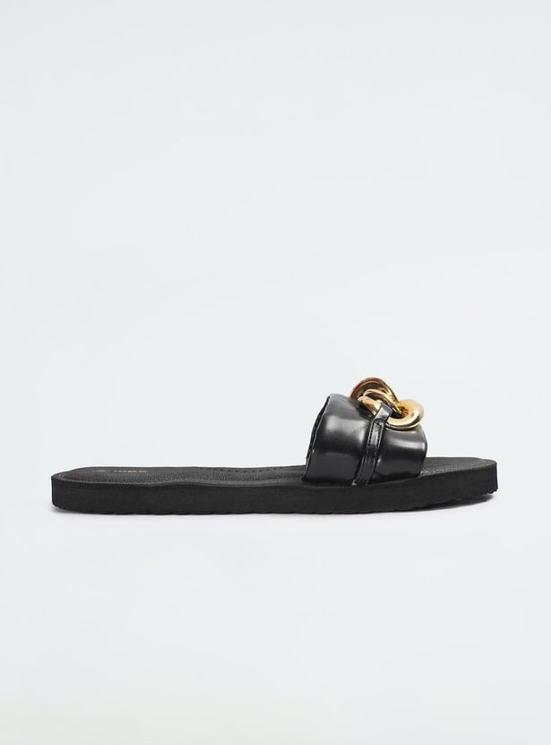 Women Chunky Chain-Detailed Flat Sandals