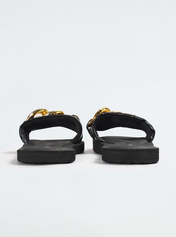 Women Chunky Chain-Detailed Flat Sandals