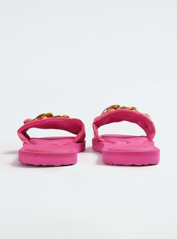 Women Chunky Chain-Detailed Flat Sandals