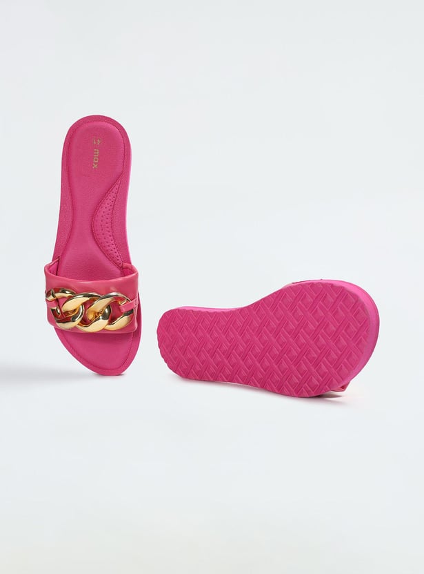 Women Chunky Chain-Detailed Flat Sandals