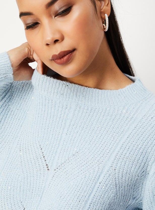 Women Embellished Knitted Sweater