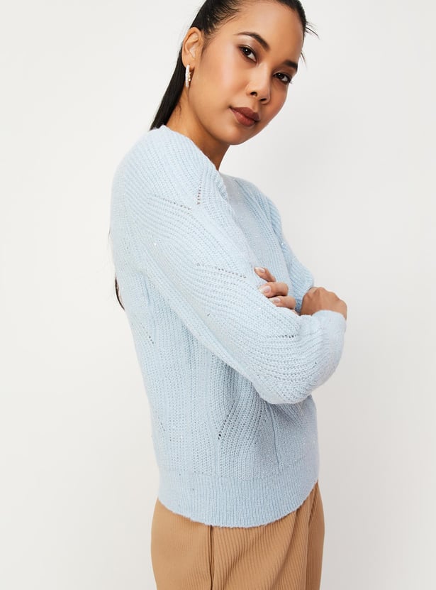 Women Embellished Knitted Sweater
