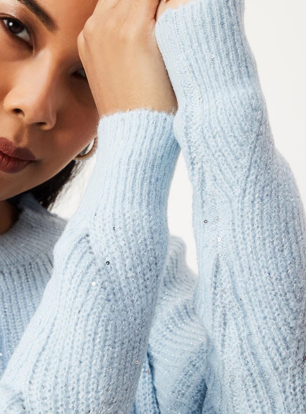 Women Embellished Knitted Sweater