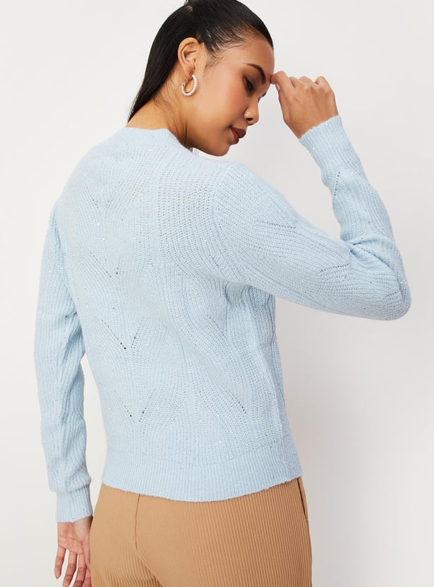 Women Embellished Knitted Sweater