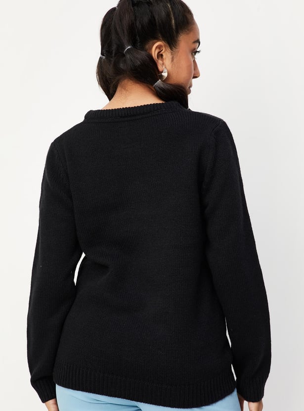 Girls Embellished Full Sleeves Sweater
