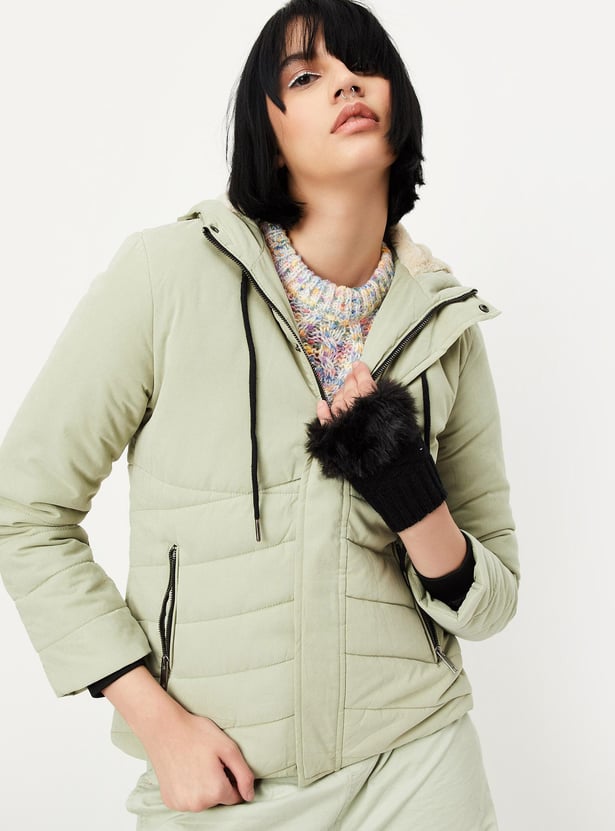 Women Quilted Hooded Puffer Jacket