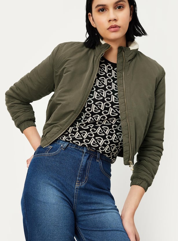 Women Quilted Bomber Jacket