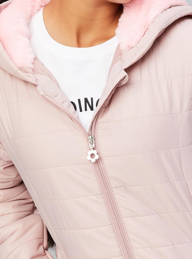 Girls Solid Puffer Jacket