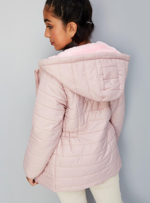 Girls Solid Puffer Jacket