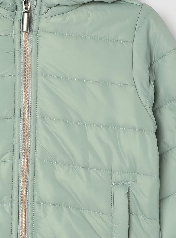 Girls Solid Puffer Jacket