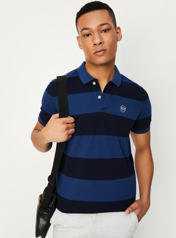 Buy Men Slim Fit Striped Polo T Shirt Online At Just Rs