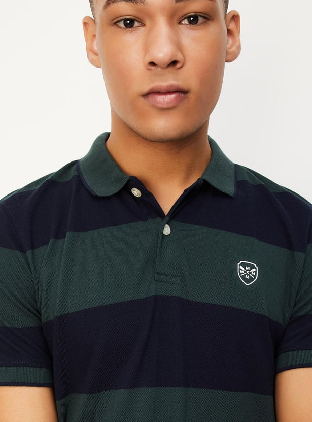 Buy Men Slim Fit Striped Polo T Shirt Online At Just Rs