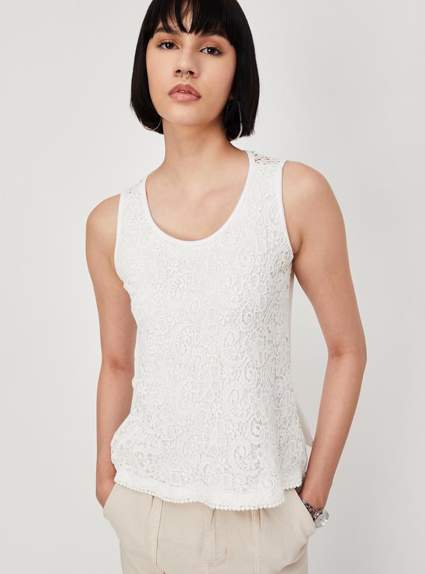 Women Crochet Sleeveless Casual Top