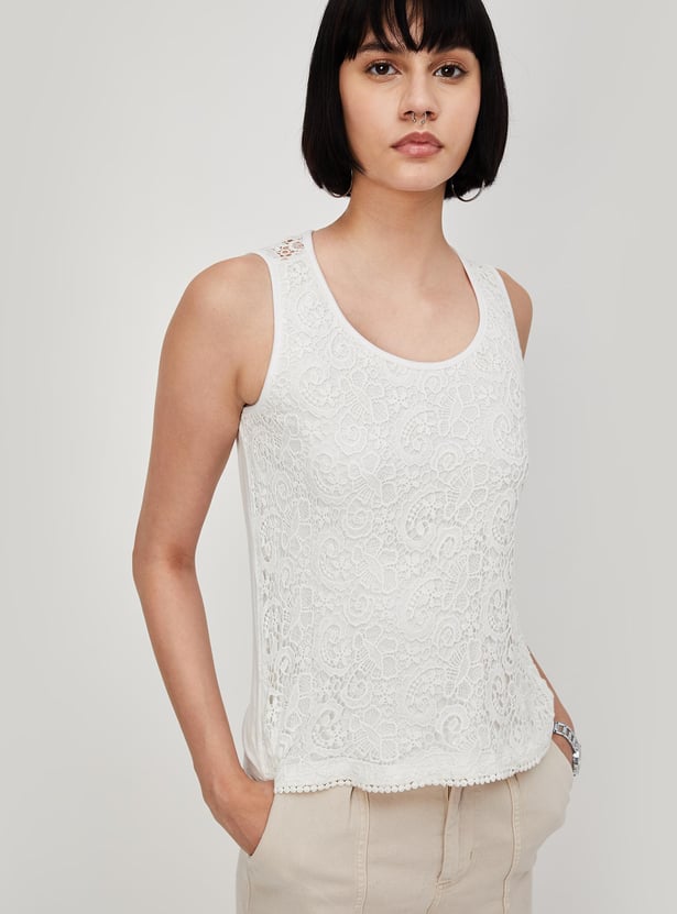 Women Crochet Sleeveless Casual Top