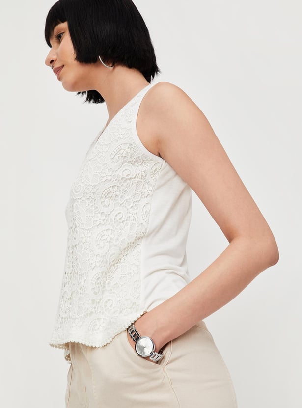 Women Crochet Sleeveless Casual Top