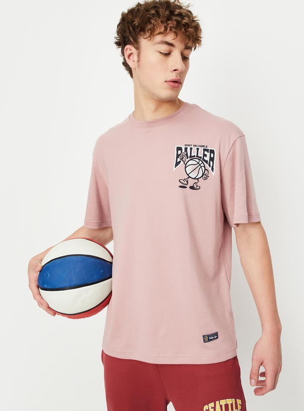 Men Oversized Back Print T-shirt