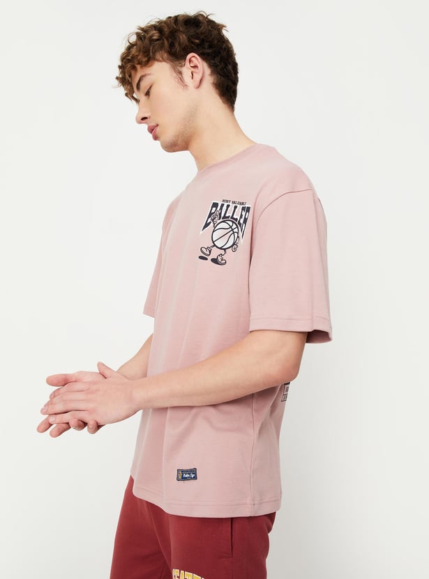 Men Oversized Back Print T-shirt