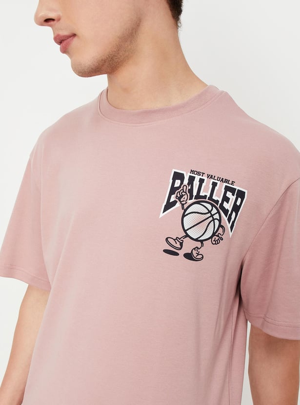 Men Oversized Back Print T-shirt