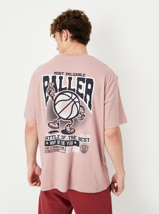 Men Oversized Back Print T-shirt
