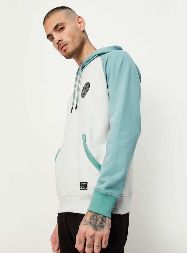 Men C-Green-Coloured Colourblocked Cotton Sweatshirt
