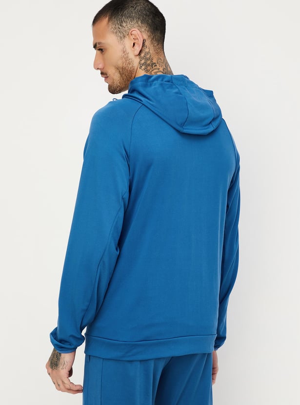 Men Solid Hooded Sports Sweatshirt