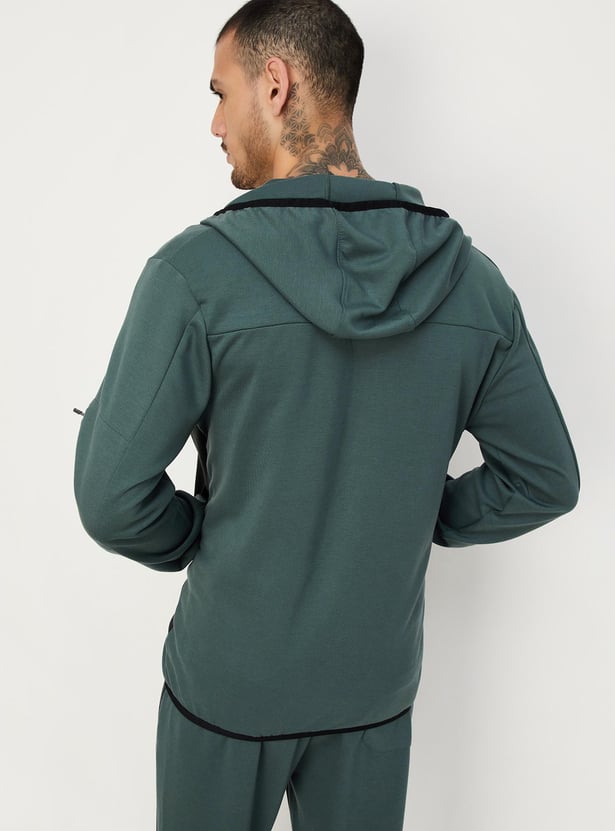 Men Colourblock Hooded Sweatshirt