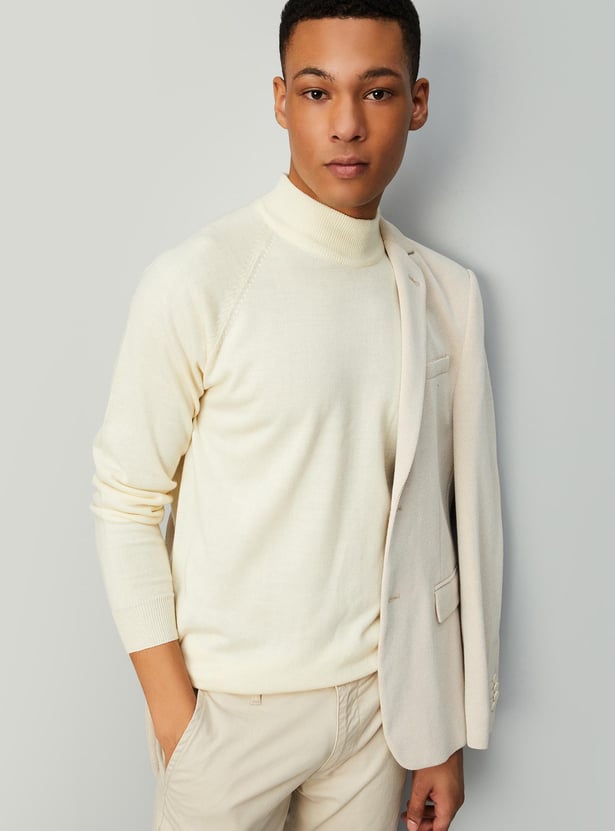Knitted ribbed sweater for men