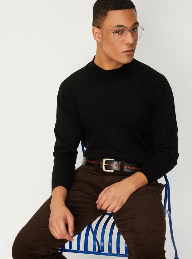 Men Knit Sweater with Ribbed Trim