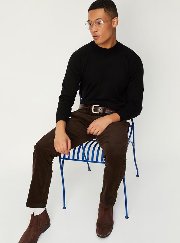 Men Knit Sweater with Ribbed Trim