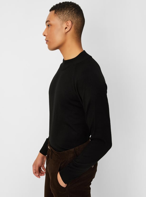 Men Knit Sweater with Ribbed Trim