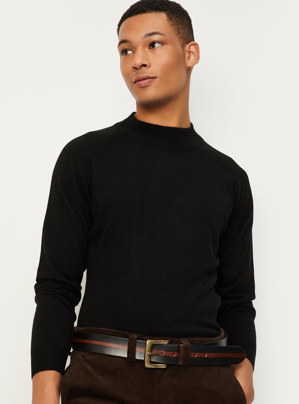 Men Knit Sweater with Ribbed Trim