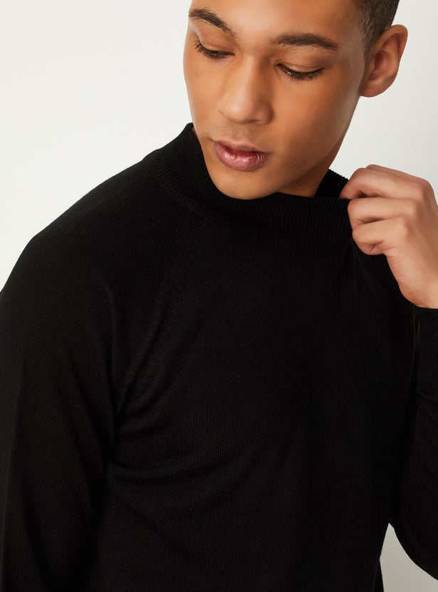 Men Knit Sweater with Ribbed Trim