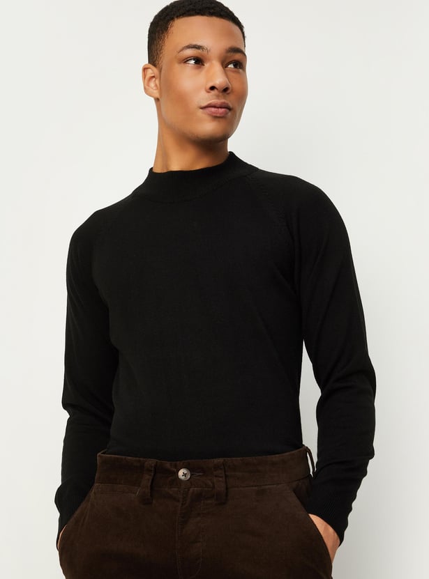 Men Knit Sweater with Ribbed Trim