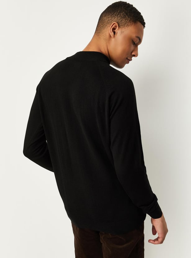 Men Knit Sweater with Ribbed Trim